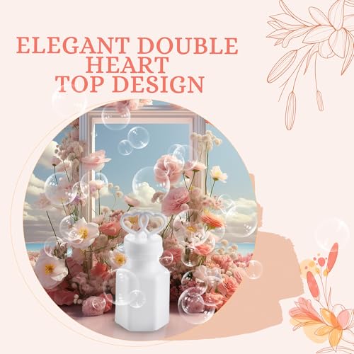 Wedding Bubbles with Wands - Bulk Mini Double Heart Top Bubbles for Wedding Send Off, Bridal Party Favors, Engagement, Anniversary Celebrations, Toy Gifts for Kids, Boys or Girls